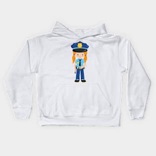 Police Girl, Police Officer, Cop, Orange Hair Kids Hoodie